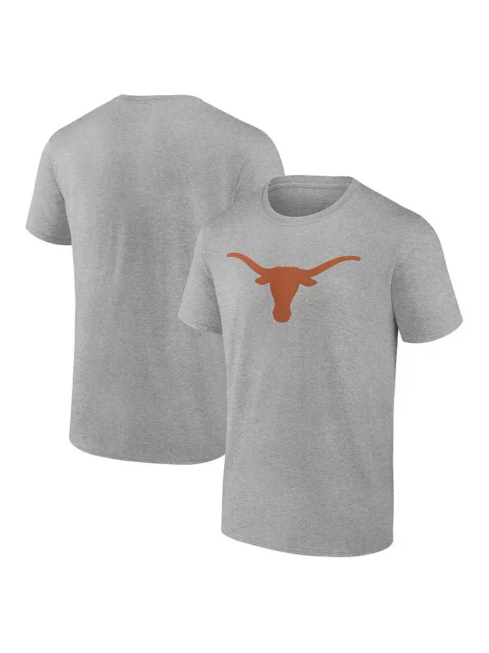 Мужская футболка Heather Gray с основным логотипом Texas Longhorns Fanatics Mto Label — изображение 1 из 3