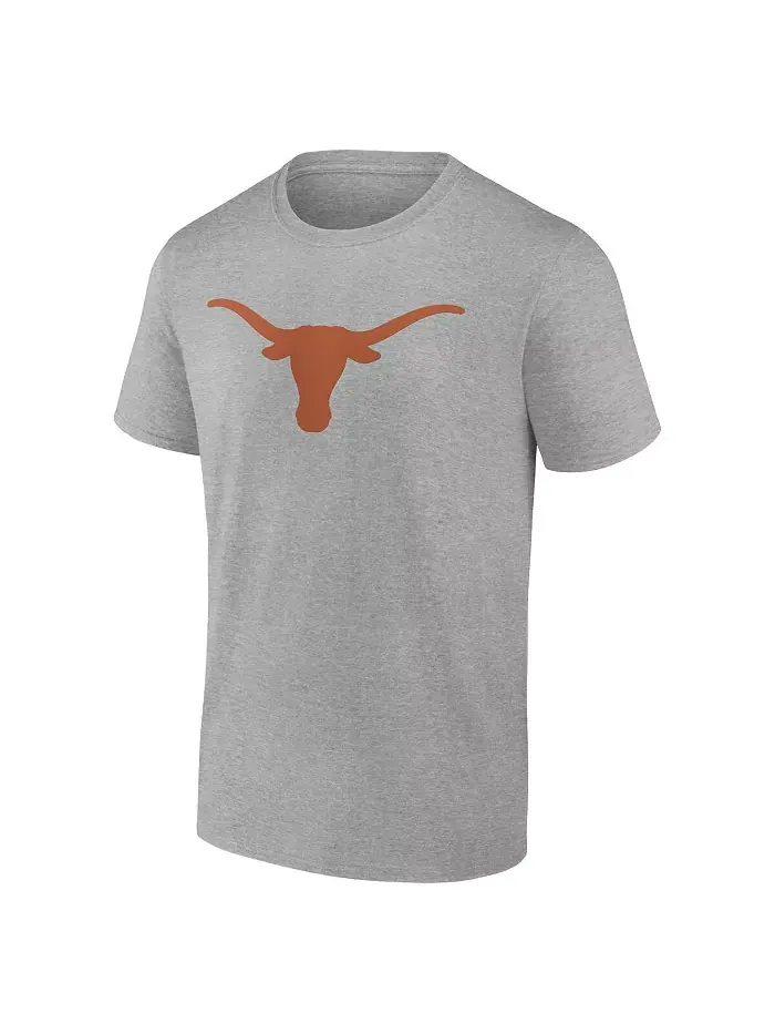 Мужская футболка Heather Gray с основным логотипом Texas Longhorns Fanatics Mto Label — изображение 2 из 3