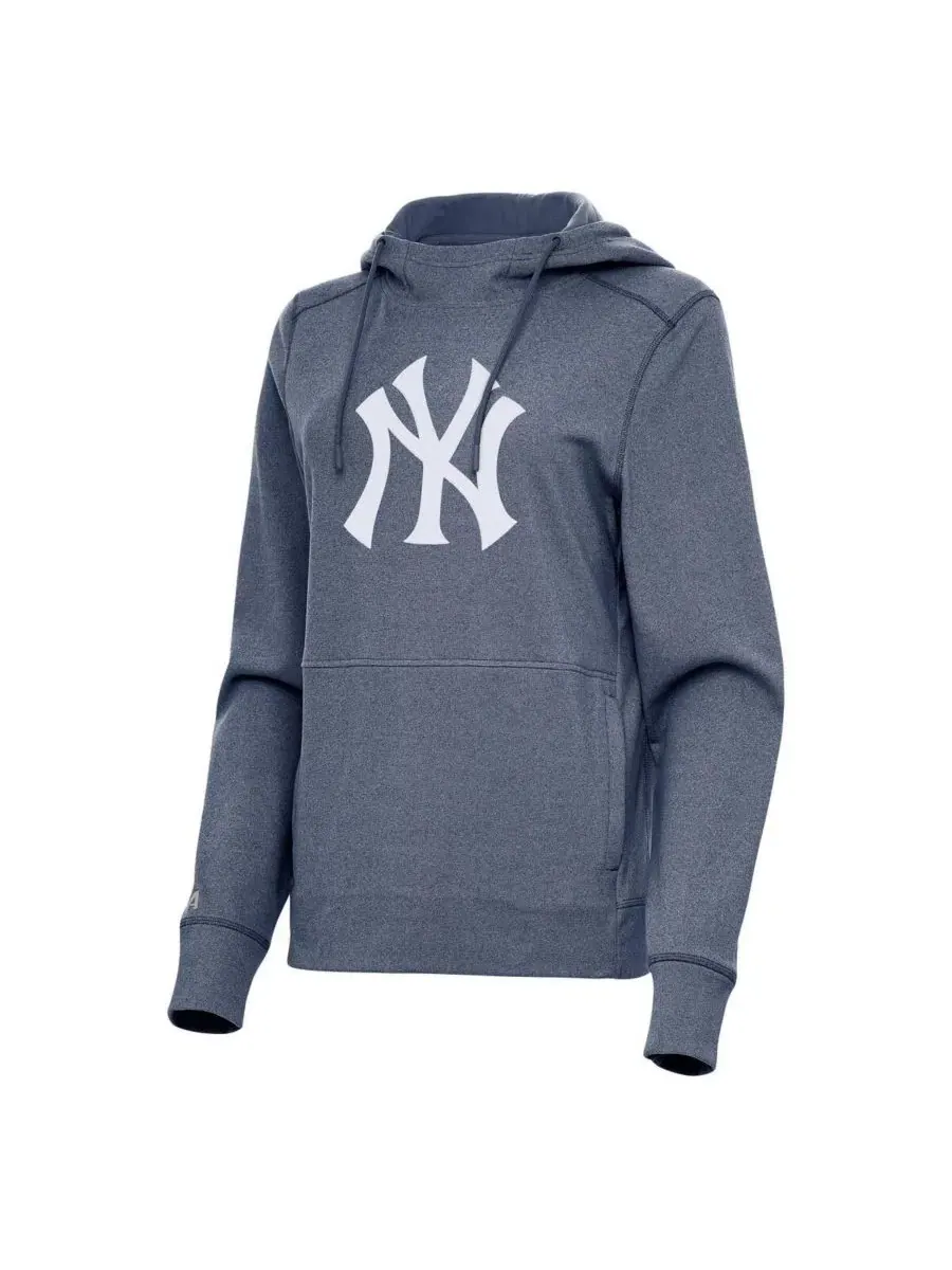 Женская толстовка с капюшоном New York Yankees Justice цвета светло-синего меланжа Antigua — изображение 1 из 1, темно-синий