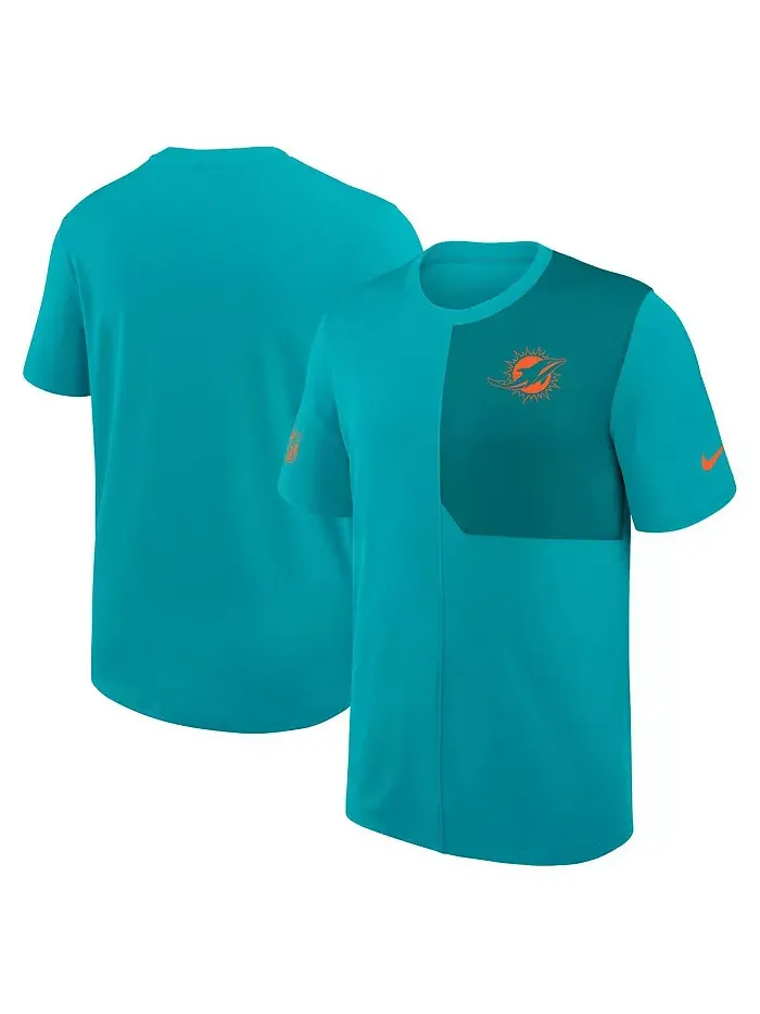 Мужская футболка Aqua Miami Dolphins Sideline UV Performance Coach Nike — изображение 1 из 3
