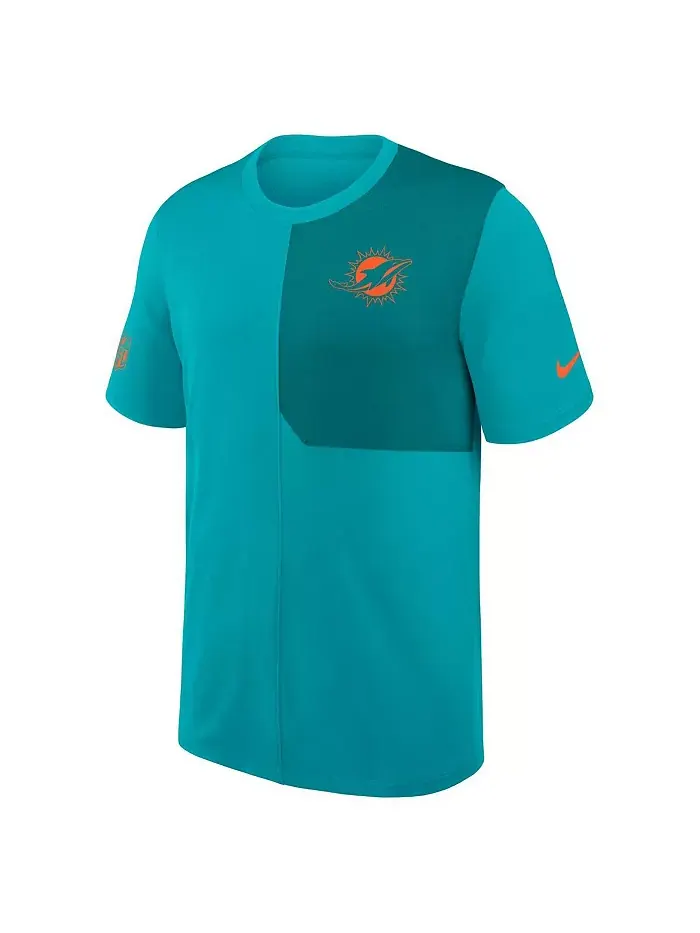 Мужская футболка Aqua Miami Dolphins Sideline UV Performance Coach Nike — изображение 2 из 3