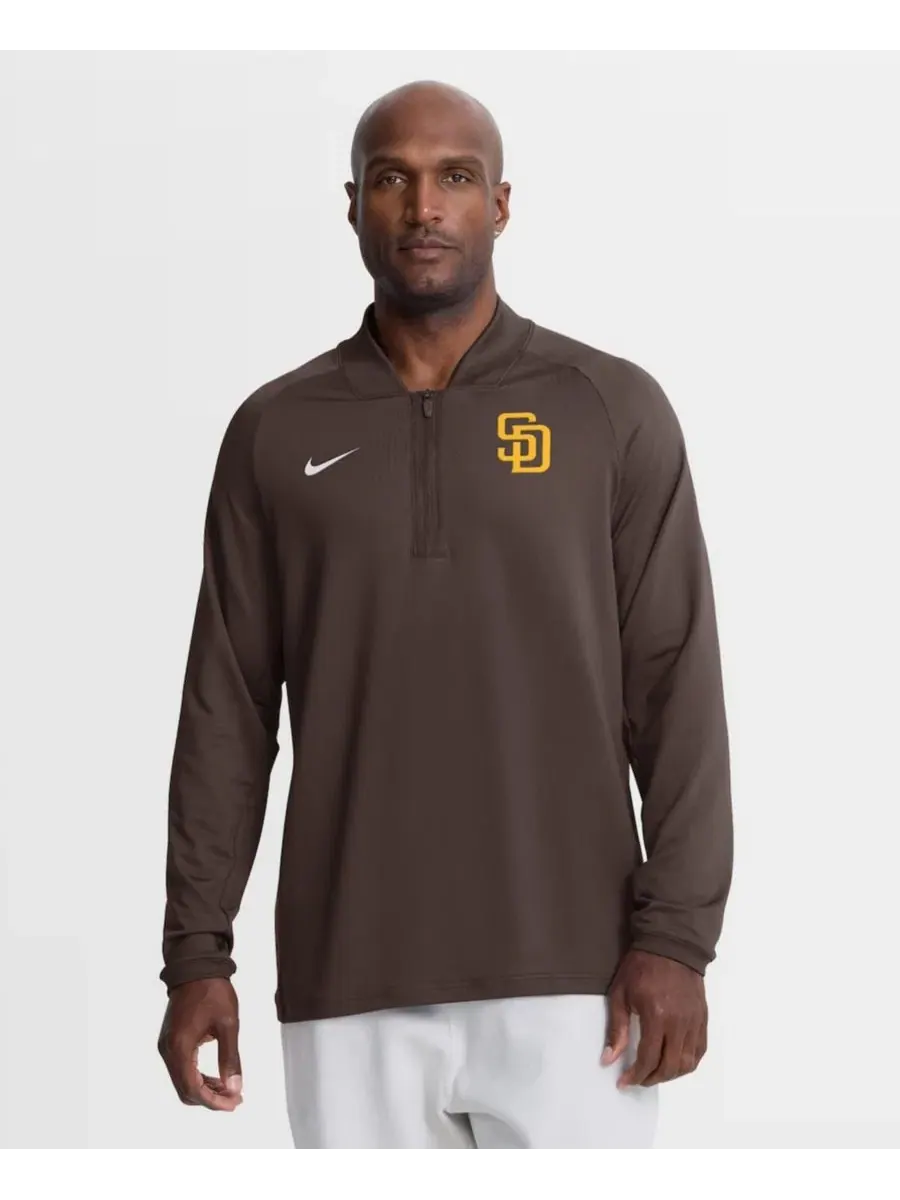 Мужской пуловер с полузастежкой-молнией с принтом San Diego Padres Nike — изображение 1 из 3, коричневый