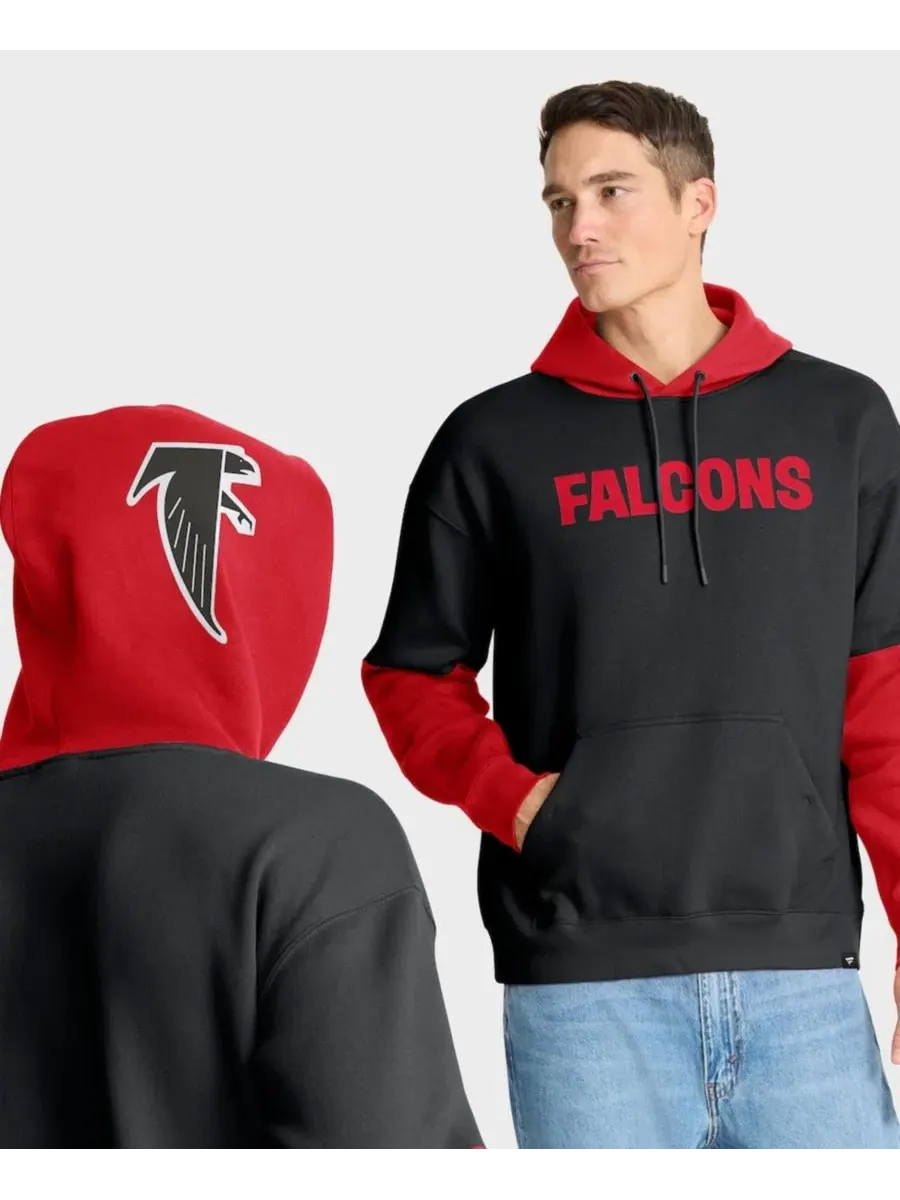 Толстовка с капюшоном с принтом Atlanta Falcons Retro Fanatics — изображение 3 из 5, черный красный