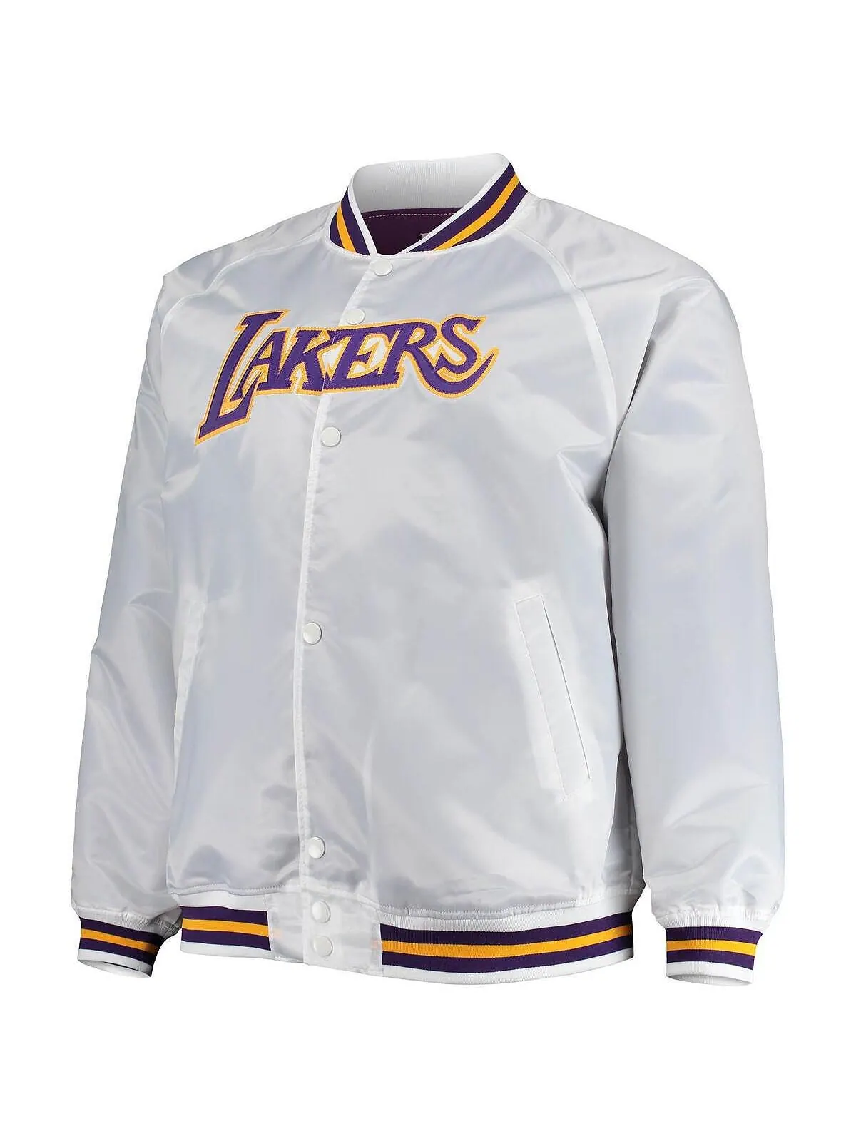 Мужская белая атласная куртка los angeles lakers big and tall hardwood classics raglan full-snap — изображение 2 из 4, белый