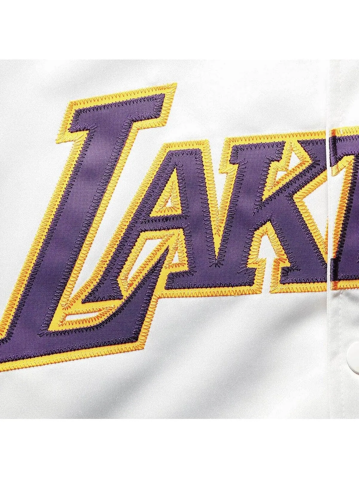 Мужская белая атласная куртка los angeles lakers big and tall hardwood classics raglan full-snap — изображение 4 из 4, белый