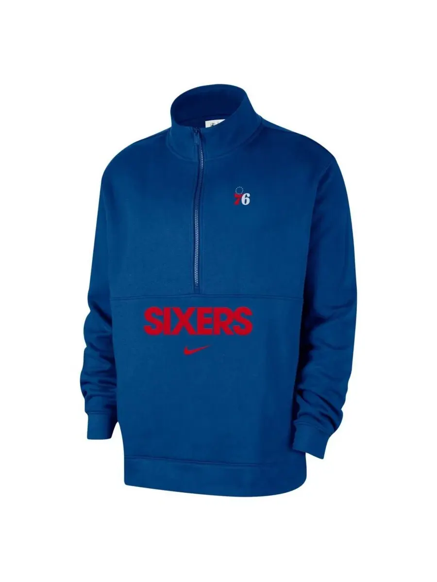 Куртка-полузамок с флисовой подкладкой Philadelphia 76ers Courtside Club Nike — изображение 3 из 3, синий