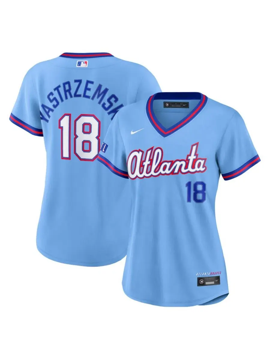Джерси стадионное Nike Mike Yastrzemski Powder Blue Atlanta Braves 2026 City Connect — изображение 1 из 3, синий