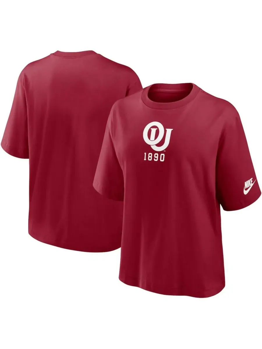Nike Женская футболка Crimson Oklahoma Sooners Boxy Legacy Established — изображение 1 из 3, красный