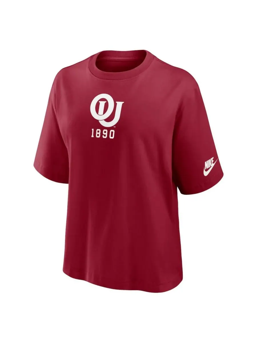 Nike Женская футболка Crimson Oklahoma Sooners Boxy Legacy Established — изображение 3 из 3, красный