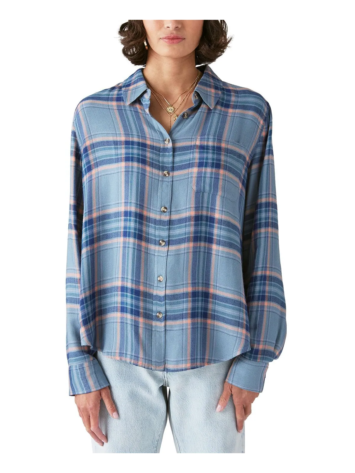 Женская клетчатая рубашка бойфренда на пуговицах Lucky Brand