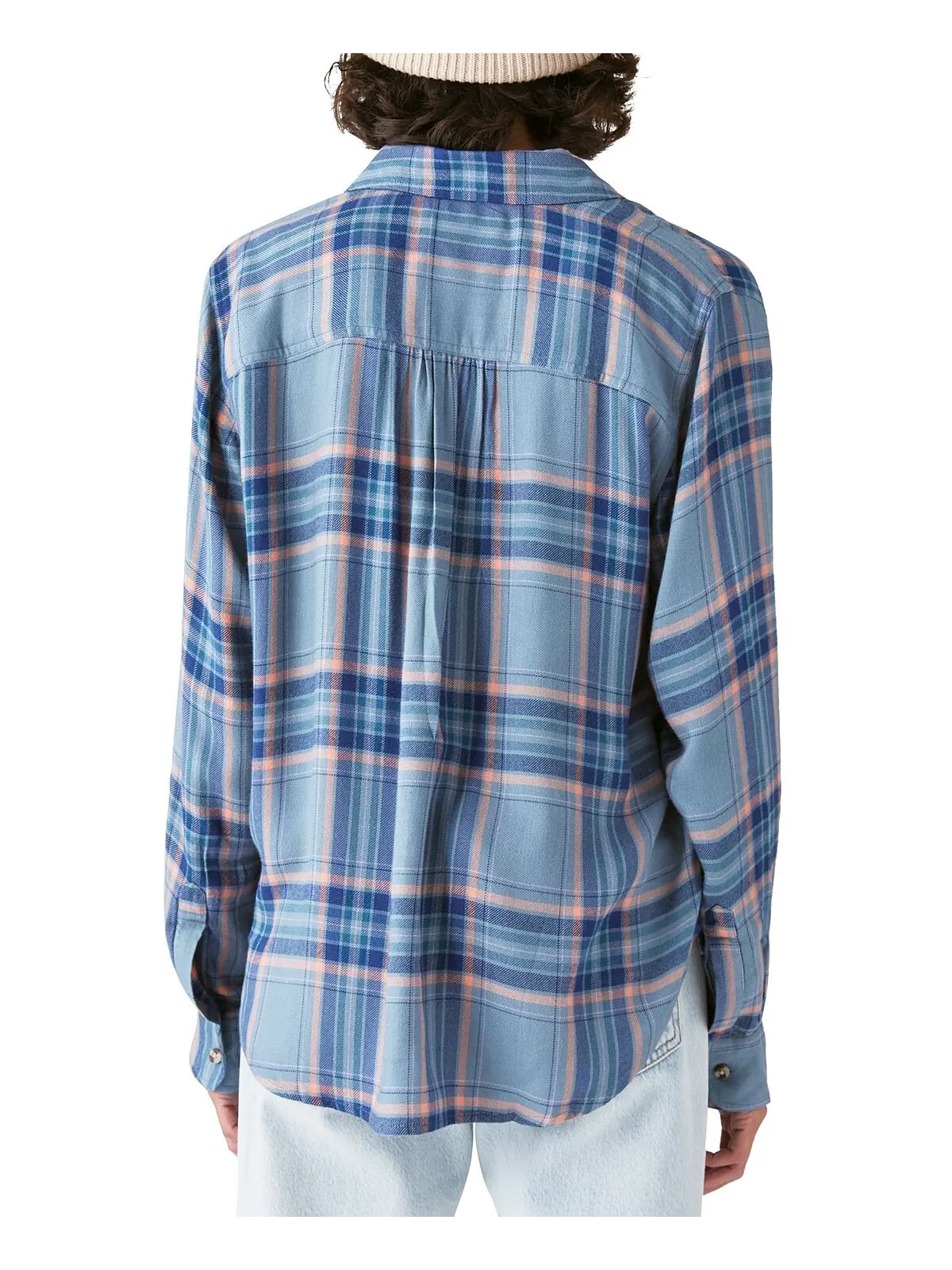 Женская клетчатая рубашка бойфренда на пуговицах Lucky Brand — изображение 2 из 3, синий