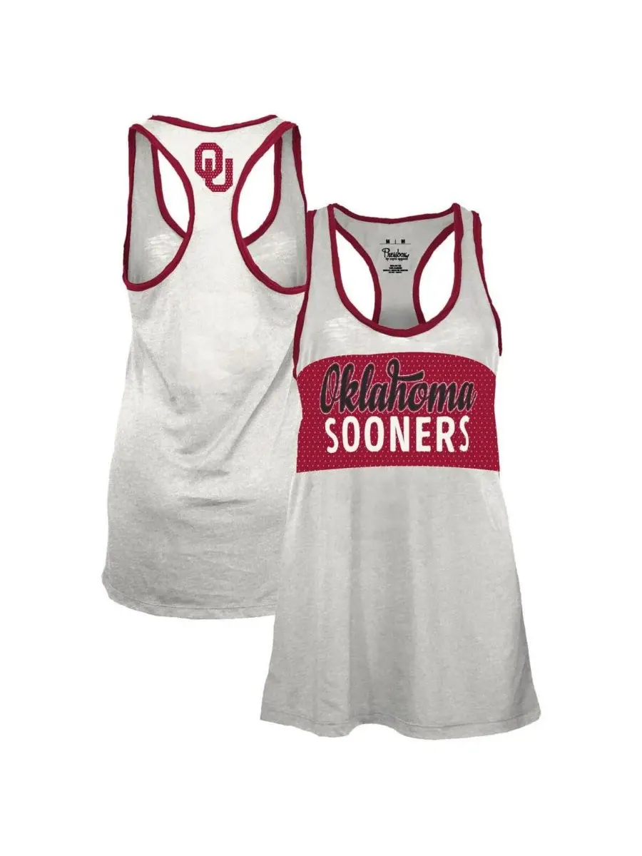 Pressbox Женская майка-борцовка Oklahoma Sooners Tracy Racerback Burnout Tank Top белого/красного — изображение 1 из 3, белый