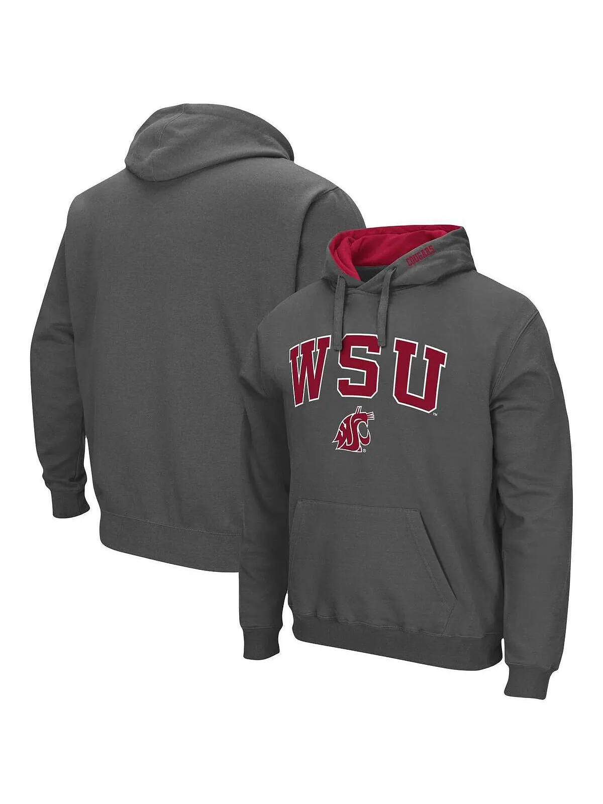 Мужская темно-серая толстовка с капюшоном washington state cougars arch & logo 3.0 pullover — изображение 1 из 3, темно-серый