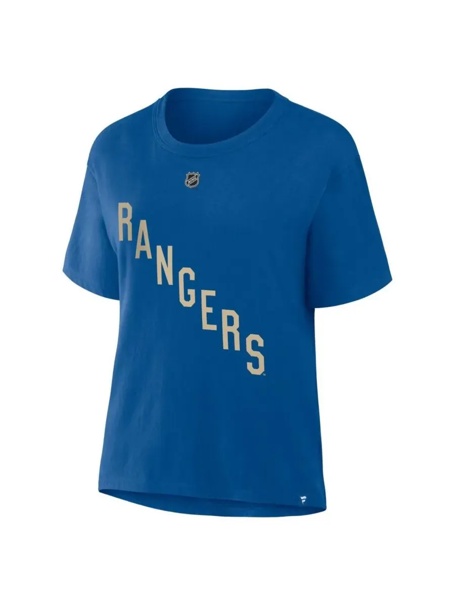 Fanatics Женская синяя футболка Mika Zibanejad New York Rangers Authentic Stack с именем и номером — изображение 2 из 3