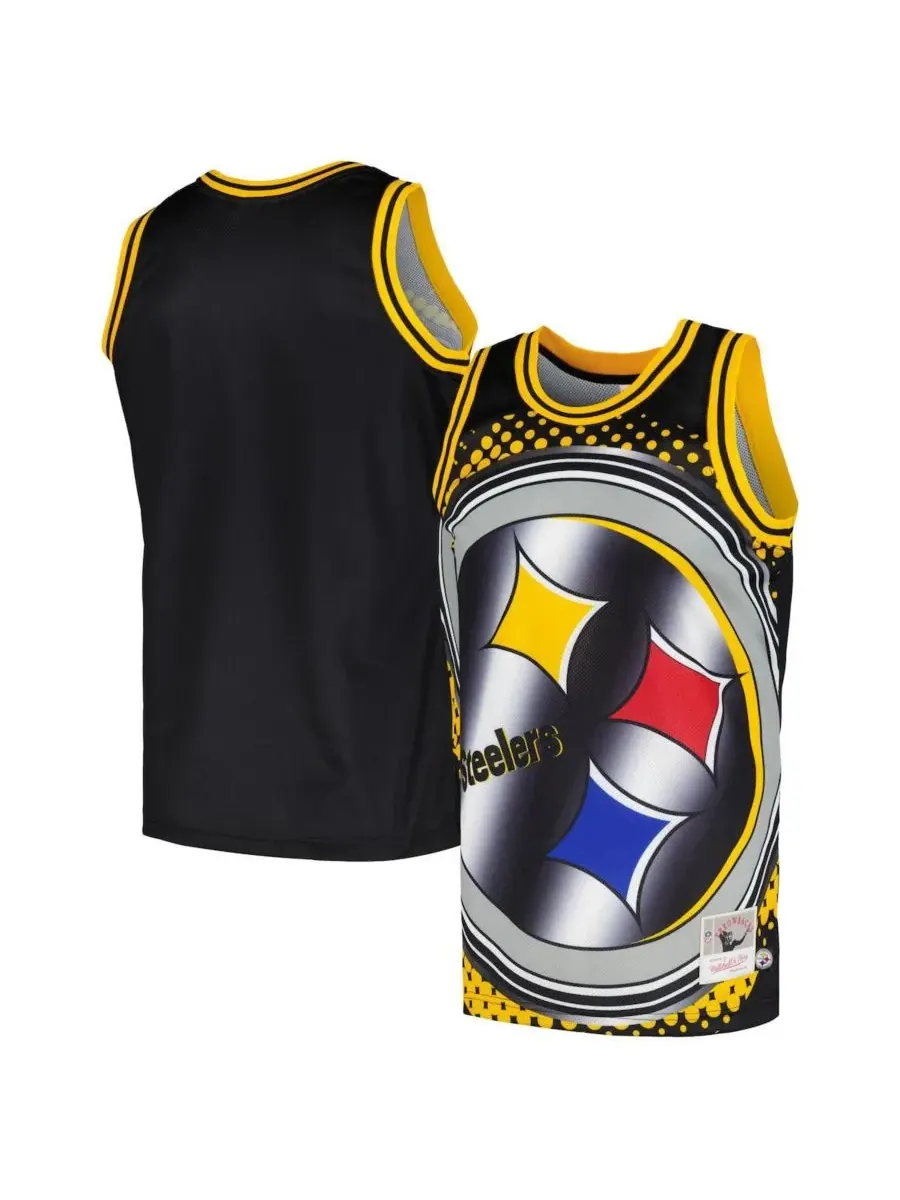Mitchell & Ness Мужская черная модная майка Pittsburgh Steelers Big Face 7.0 — изображение 1 из 3, черный