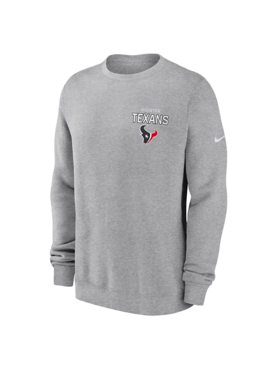 Nike Мужская флисовая толстовка серого цвета с логотипом команды Houston Texans Primetime Club — изображение 2 из 3, серый