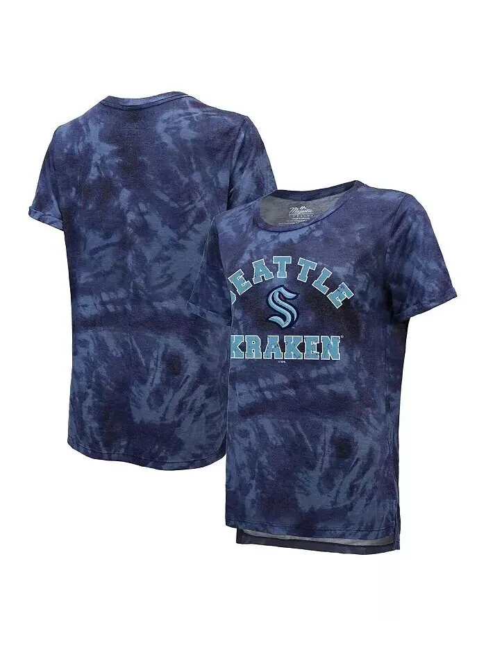 Женская футболка Deep Sea Seattle Kraken Boyfriend Tie-Dye с нитками Majestic