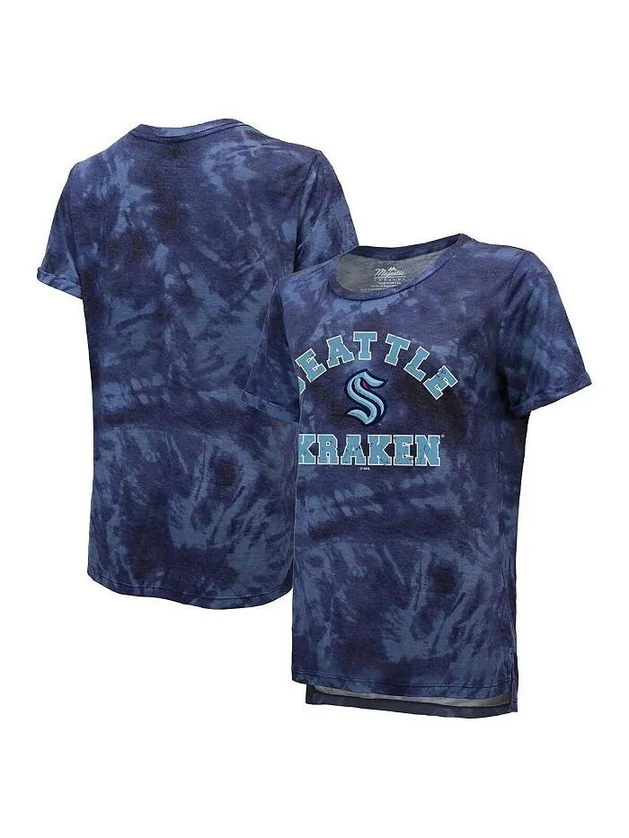 Женская футболка Deep Sea Seattle Kraken Boyfriend Tie-Dye с нитками Majestic