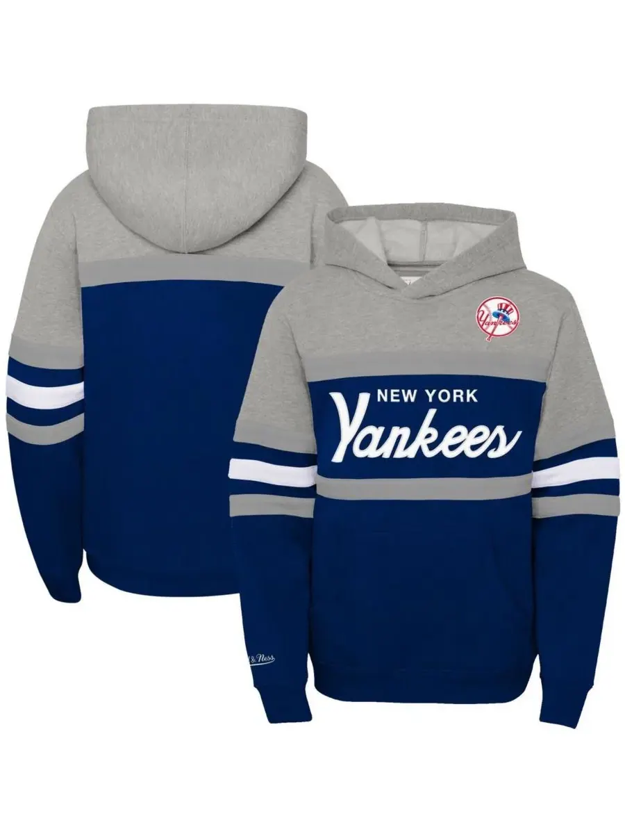 Толстовка с капюшоном Big Boys and Girls Heather Gray/Navy New York Yankees Cooperstown Collection — изображение 1 из 3