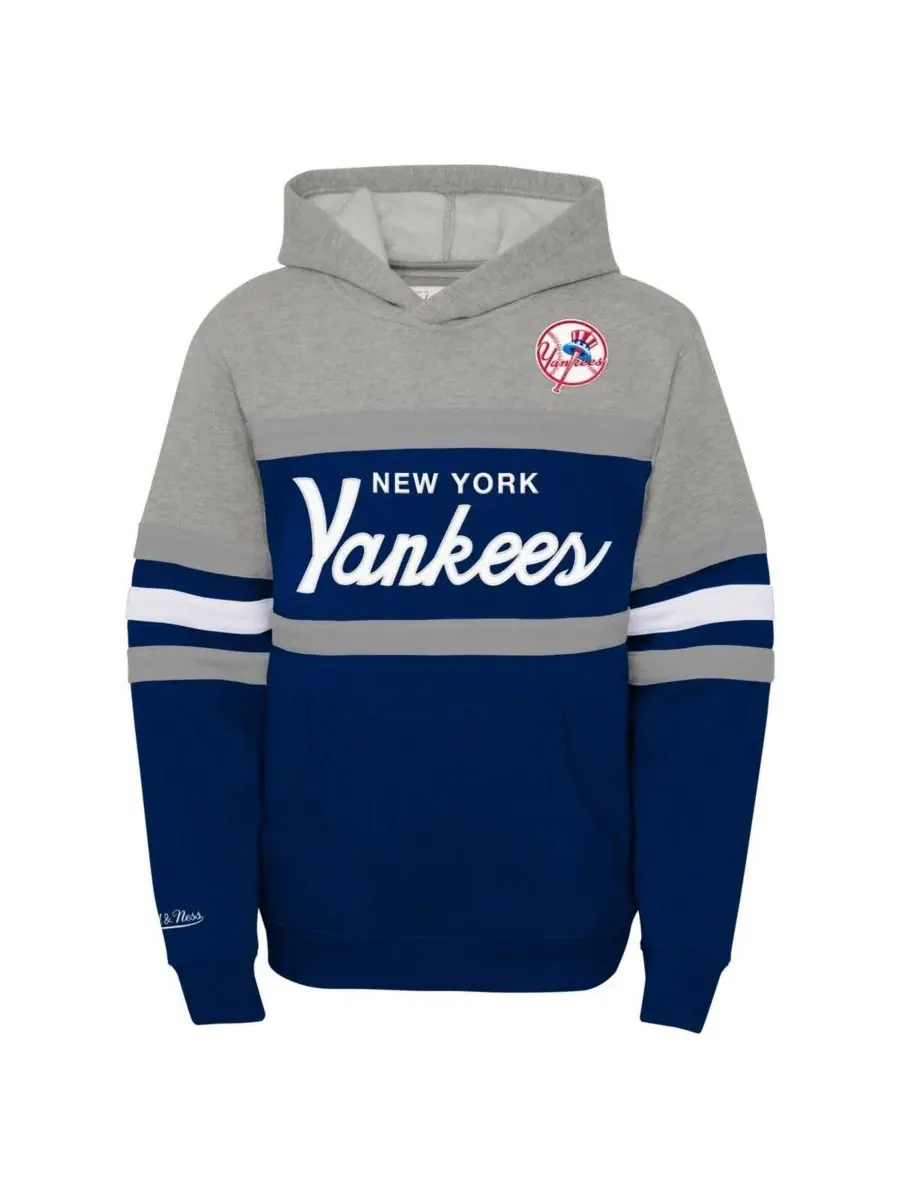 Толстовка с капюшоном Big Boys and Girls Heather Gray/Navy New York Yankees Cooperstown Collection — изображение 2 из 3