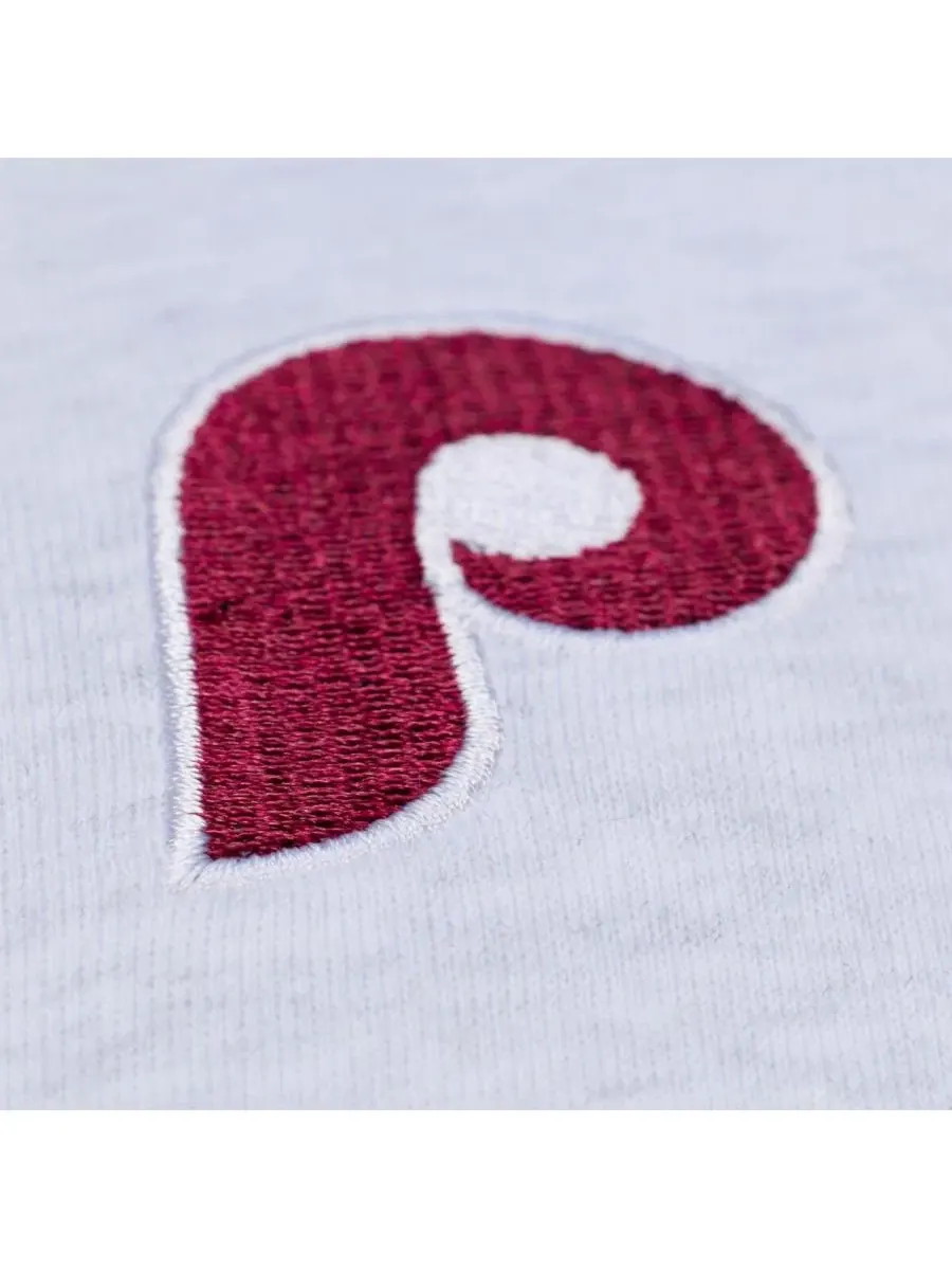 Женская укороченная футболка свободного кроя серого цвета с надписью Philadelphia Phillies Mitchell — изображение 4 из 5