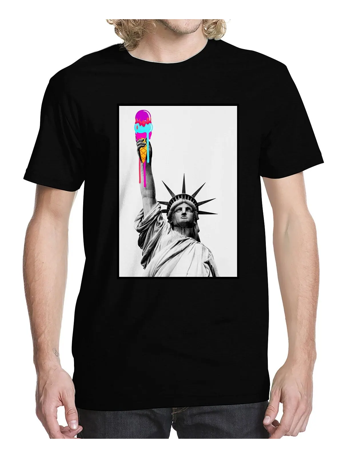 Мужская кремовая футболка с рисунком Liberty Buzz Shirts
