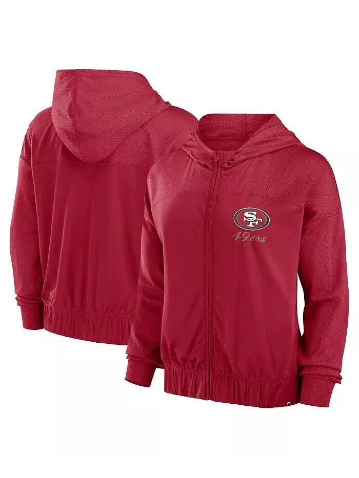 Женская толстовка с капюшоном Scarlet San Francisco 49ers Script Lock Full-Zip Fanatics — изображение 1 из 3