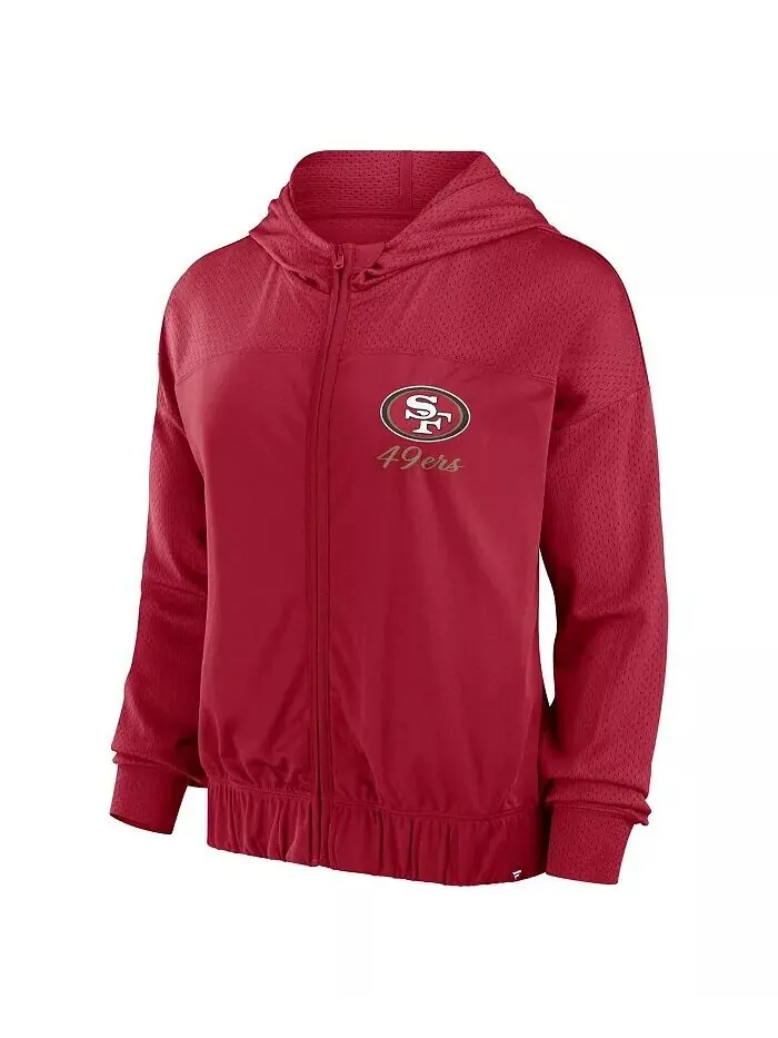 Женская толстовка с капюшоном Scarlet San Francisco 49ers Script Lock Full-Zip Fanatics — изображение 3 из 3