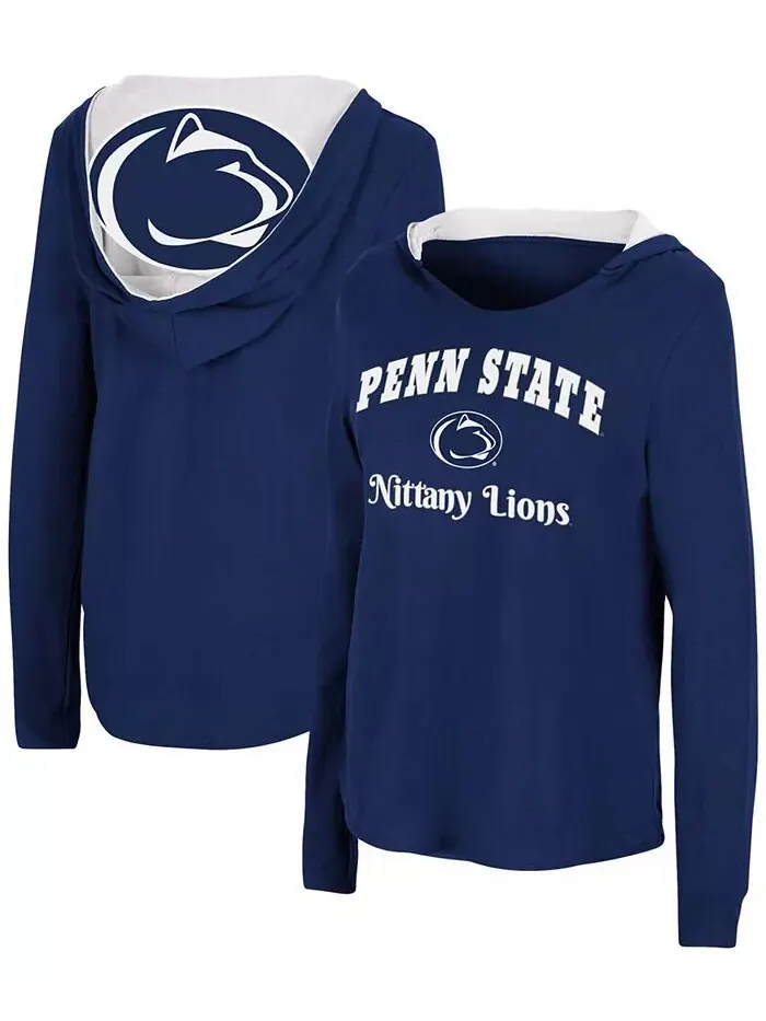 Женская темно-синяя футболка Penn State Nittany Lions Catalina с капюшоном и длинным рукавом — изображение 1 из 3