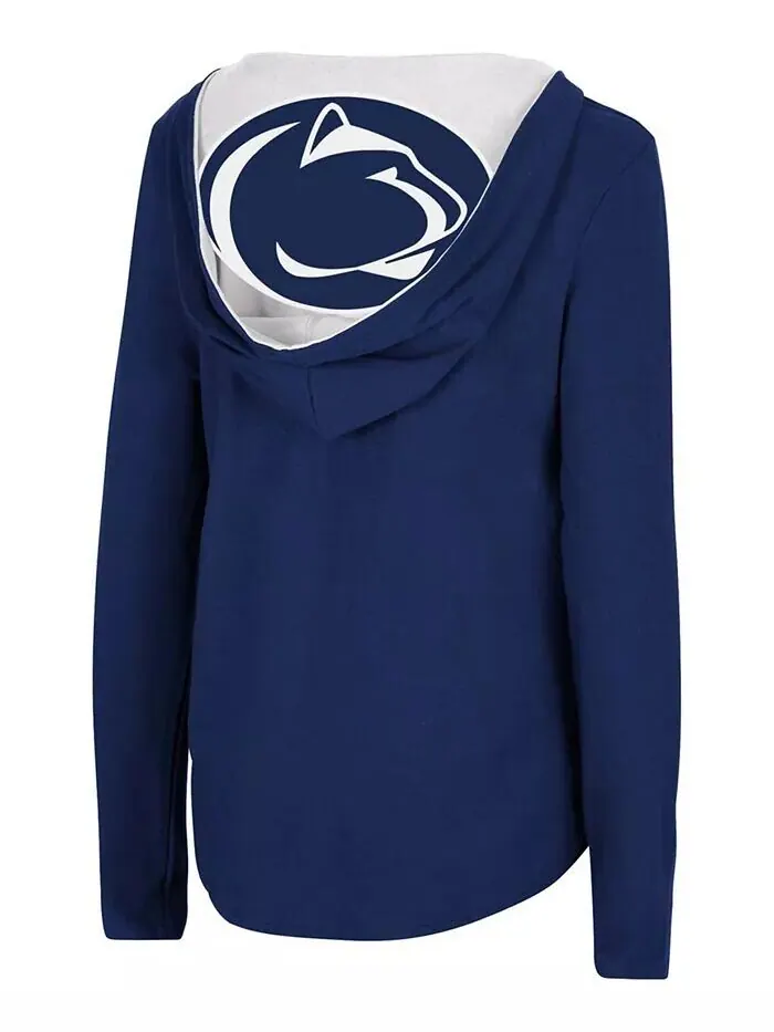 Женская темно-синяя футболка Penn State Nittany Lions Catalina с капюшоном и длинным рукавом — изображение 2 из 3