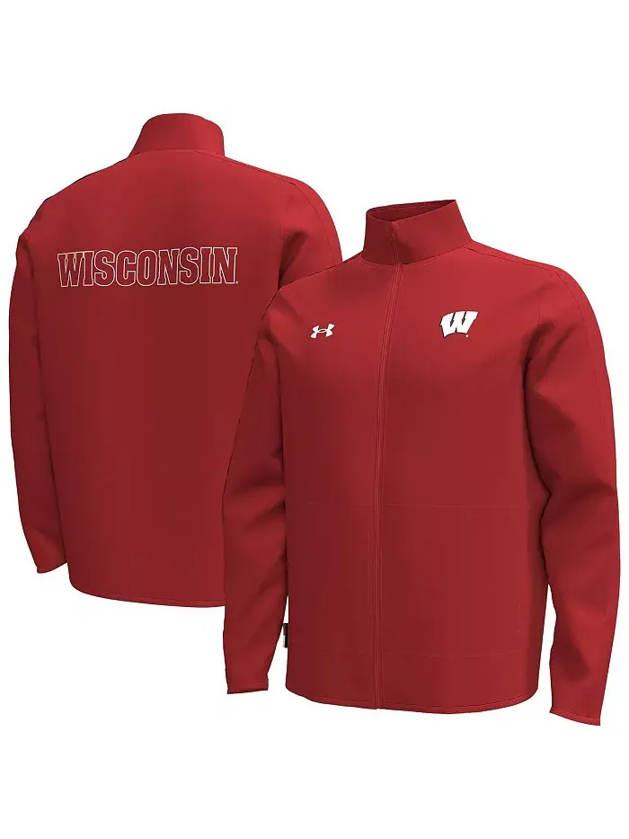 Мужская красная толстовка Wisconsin Badgers Command на молнии Under Armour — изображение 1 из 3