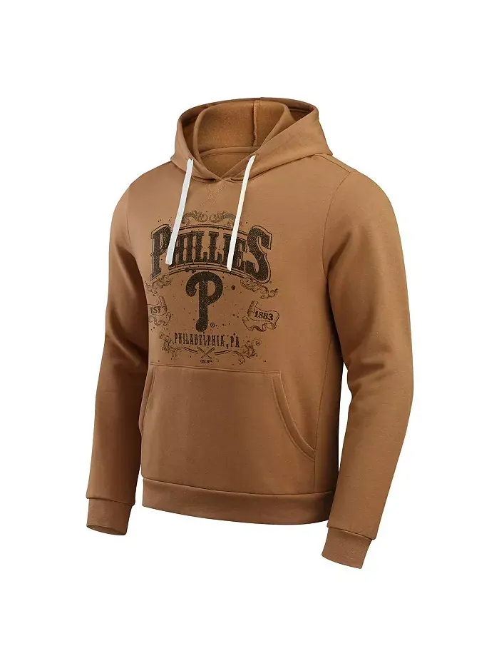 Мужская коричневая толстовка с капюшоном Philadelphia Phillies Camp Fleece Fanatics — изображение 2 из 3