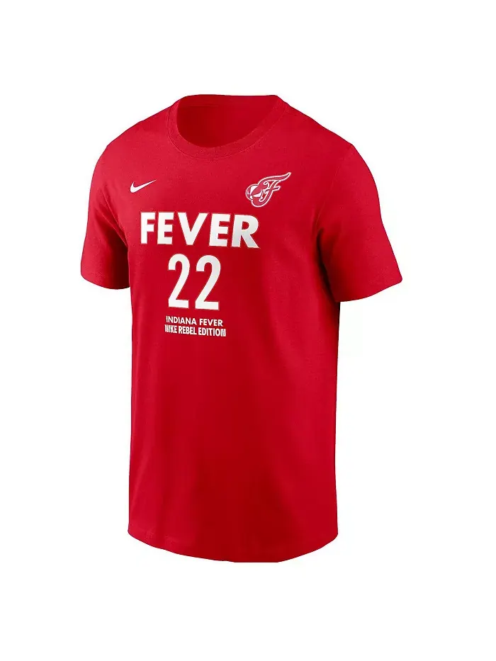 Мужская и женская футболка Caitlin Clark Red Indiana Fever 2024 WNBA Draft Rebel Edition с именем — изображение 3 из 3