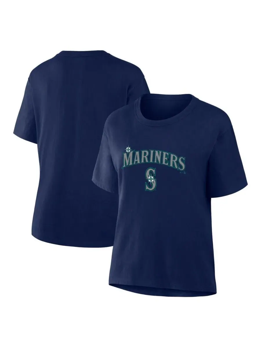 Футболка женская с принтом Seattle Mariners Lockup Legacy Fanatics — изображение 1 из 3, темно-синий