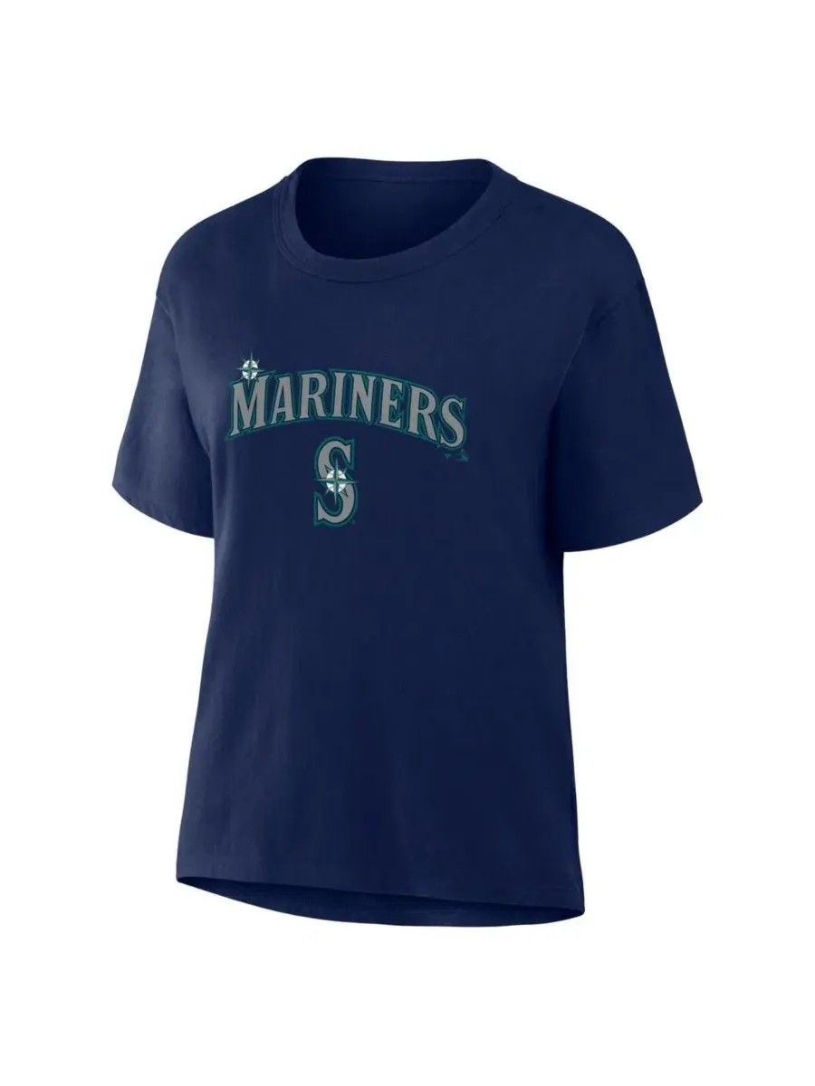 Футболка женская с принтом Seattle Mariners Lockup Legacy Fanatics — изображение 2 из 3, темно-синий