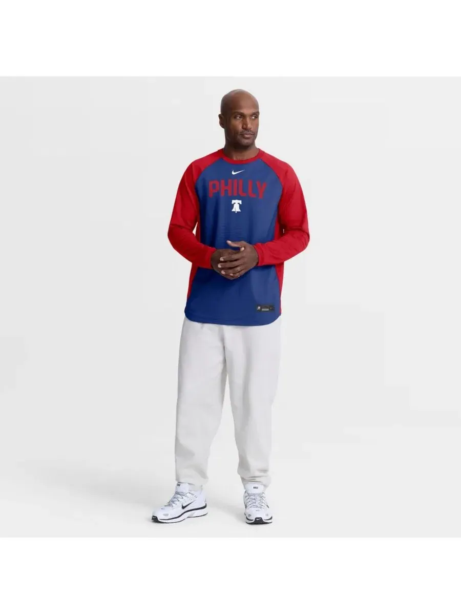 Свитшот с регланом и длинным рукавом Philadelphia Phillies Authentic Collection Nike — изображение 5 из 5, красный