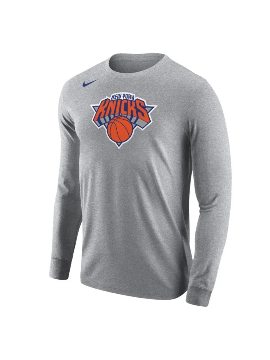 Футболка с длинным рукавом хлопковая New York Knicks Core Nike — изображение 1 из 1, серый