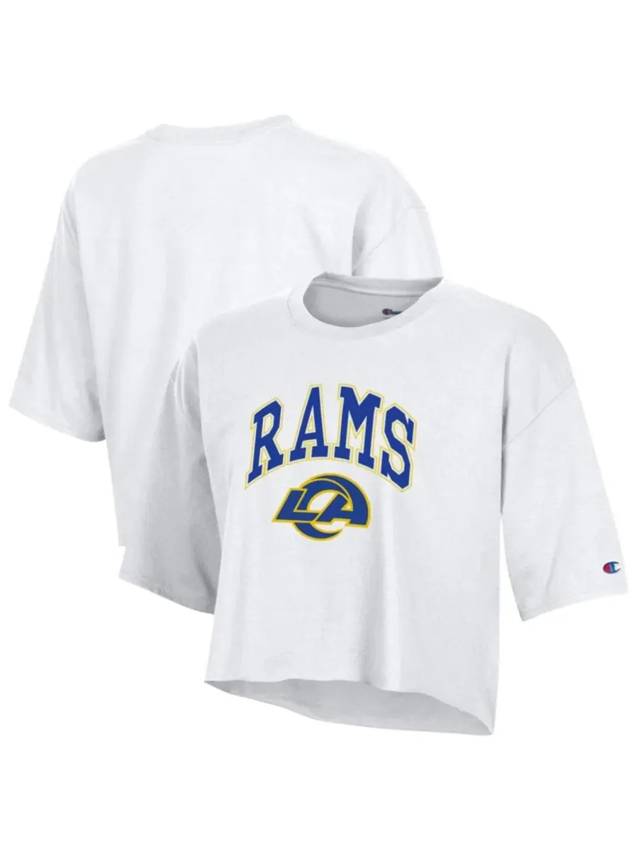 Футболка-кроп с принтом Los Angeles Rams Champion — изображение 1 из 3, белый