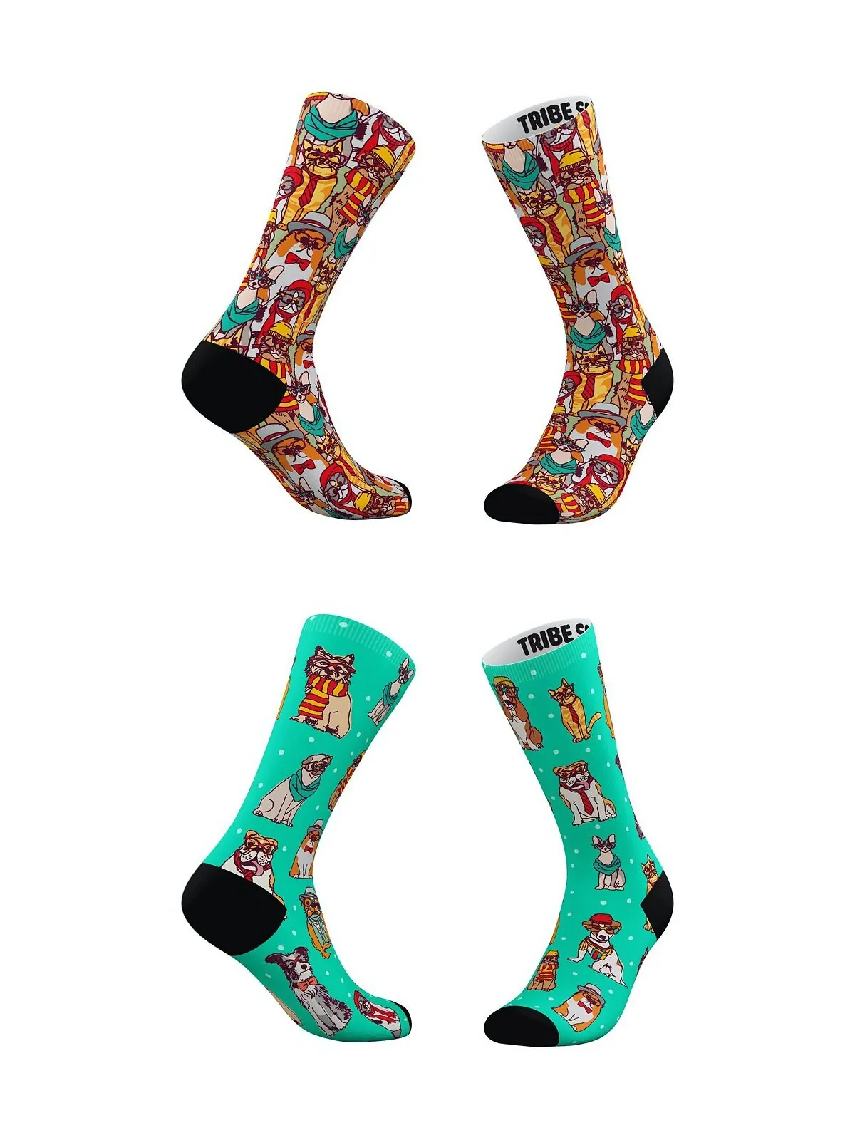 Мужские и женские носки-хипстеры с котами, набор из 2 шт. Tribe Socks — без цвета