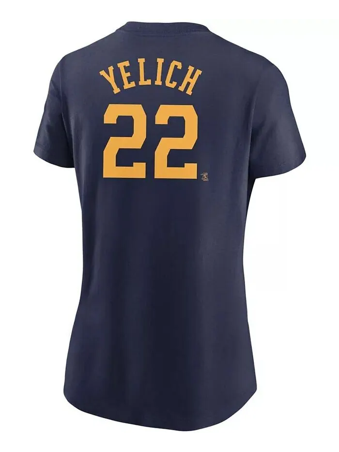Женская футболка Christian Yelich Navy Milwaukee Brewers с именем и номером Nike — изображение 2 из 3