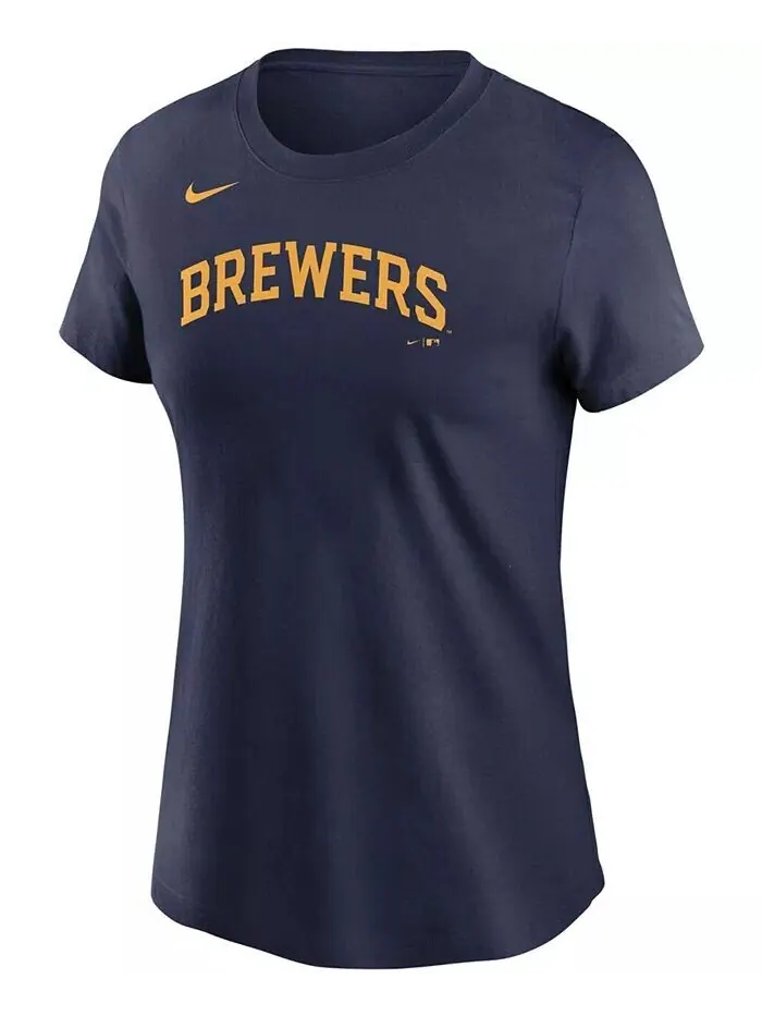 Женская футболка Christian Yelich Navy Milwaukee Brewers с именем и номером Nike — изображение 3 из 3