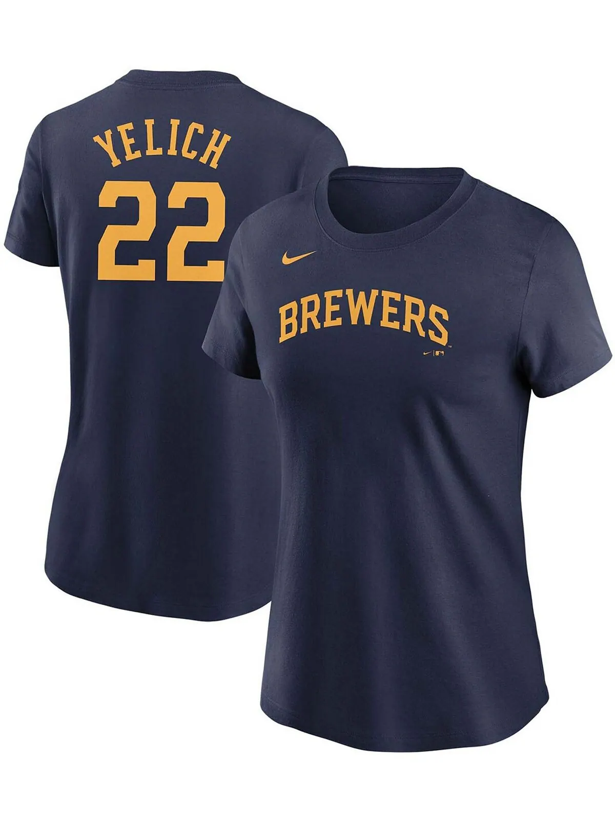 Женская футболка Christian Yelich Navy Milwaukee Brewers с номером и именем Nike — изображение 1 из 3, темно-синий