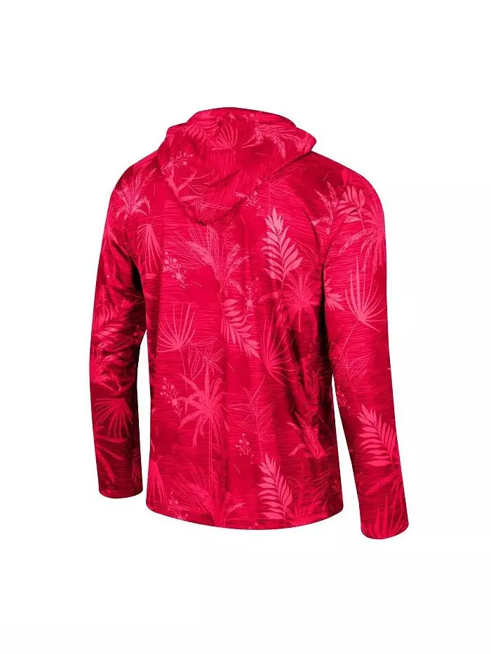 Мужская красная толстовка Wisconsin Badgers Palms Printed Lightweight с капюшоном и — изображение 3 из 3