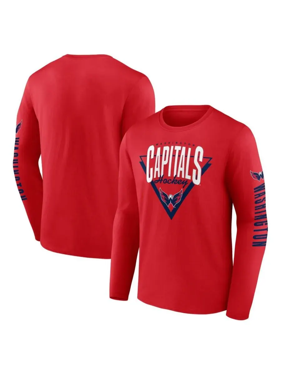 Fanatics Мужская красная футболка с длинным рукавом с логотипом Washington Capitals