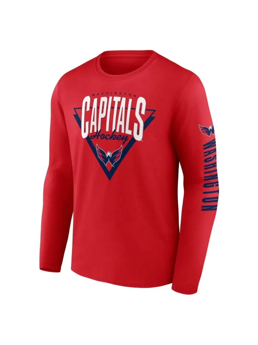 Fanatics Мужская красная футболка с длинным рукавом с логотипом Washington Capitals — изображение 2 из 3, красный