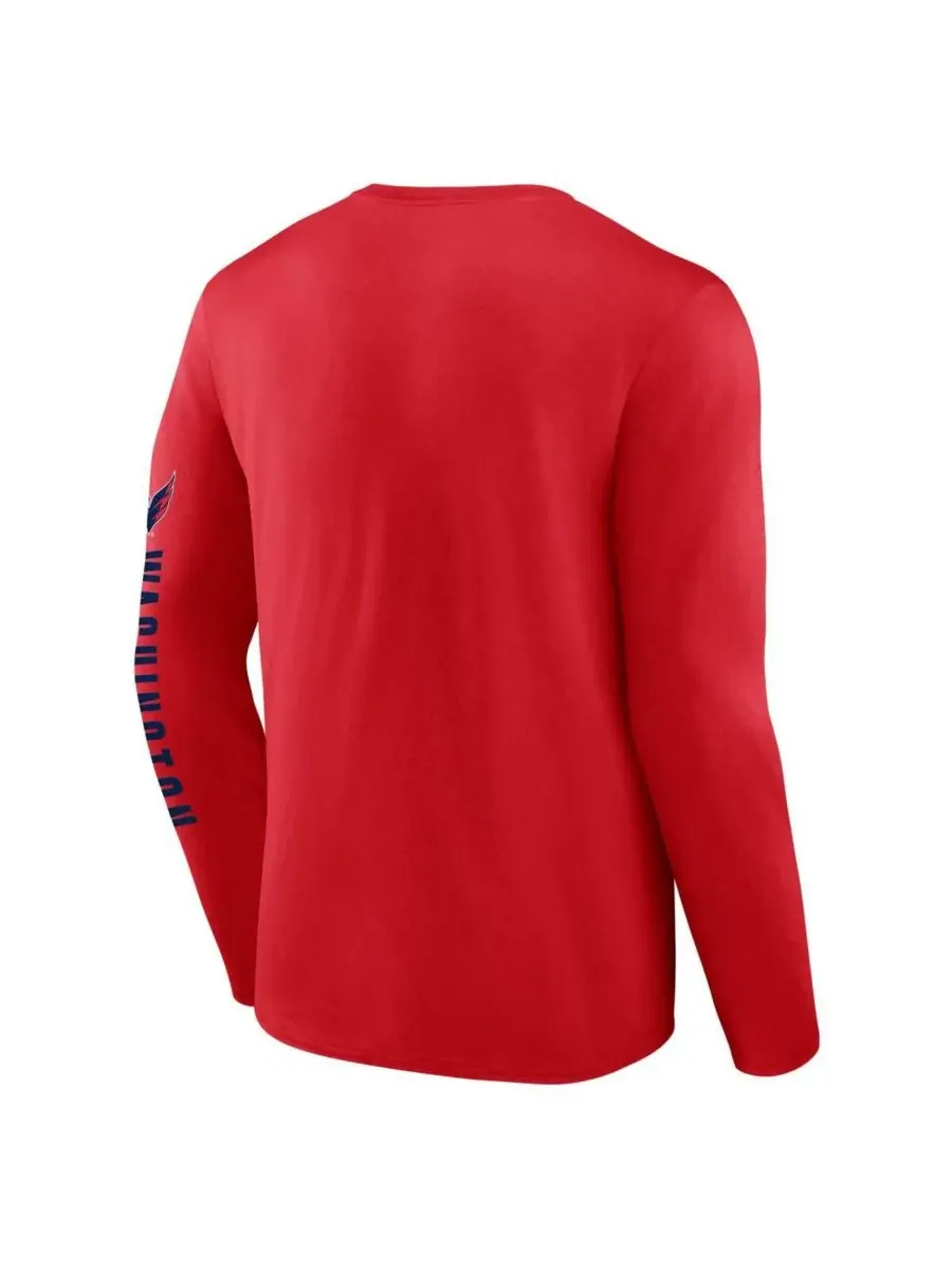 Fanatics Мужская красная футболка с длинным рукавом с логотипом Washington Capitals — изображение 3 из 3, красный