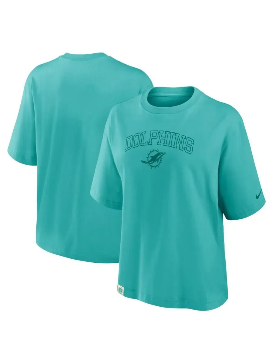 Женская футболка Aqua Miami Dolphins Glory Arch свободного кроя Nike — изображение 1 из 3, голубой
