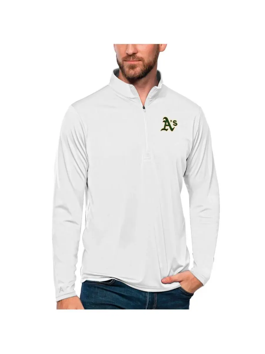 Antigua Мужская белая толстовка с застежкой-молнией Oakland Athletics Tribute — изображение 1 из 1, белый