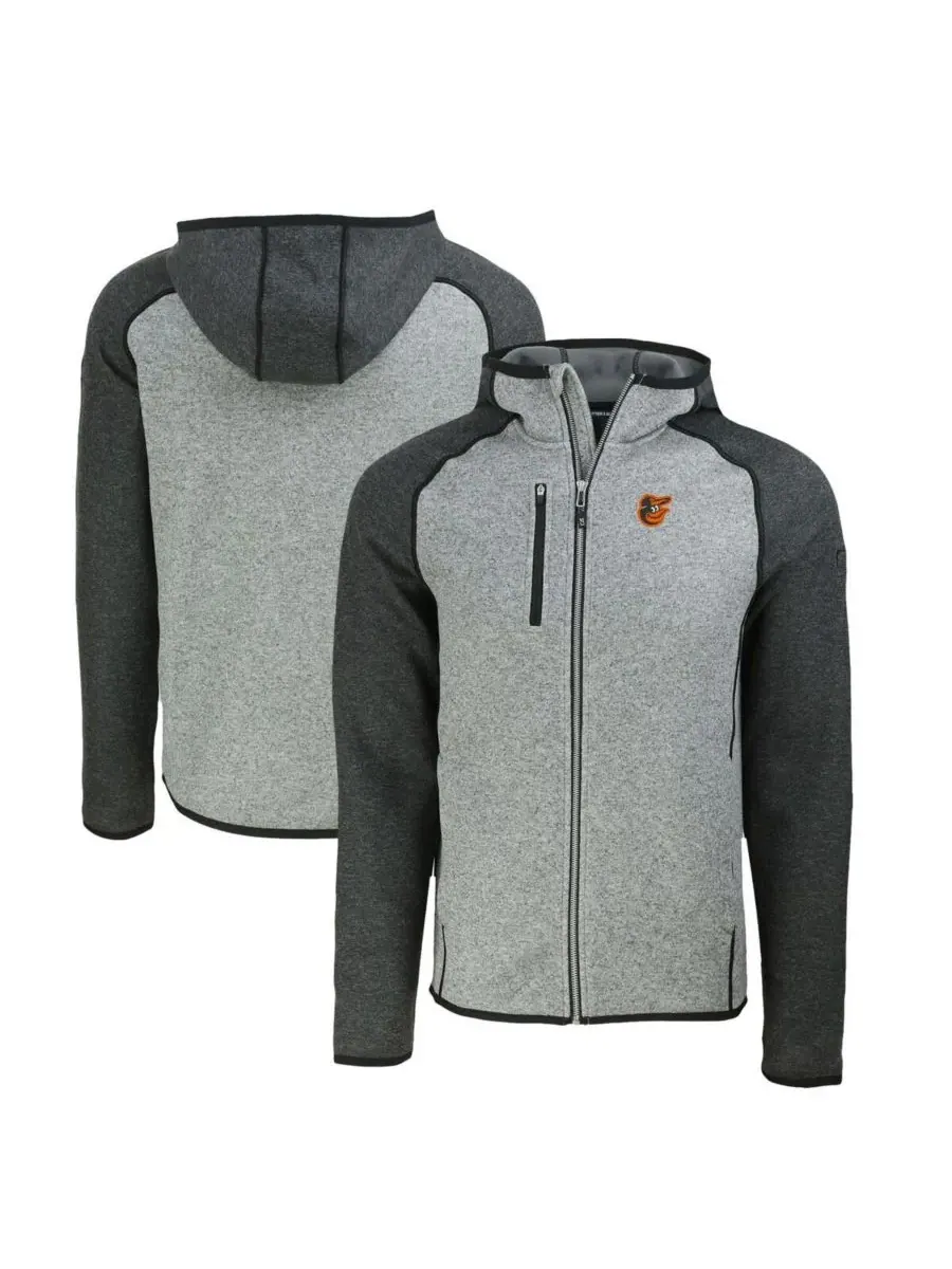 Cutter & Buck Мужская куртка с капюшоном на молнии цвета угольно-серого меланжа Baltimore Orioles — изображение 1 из 3