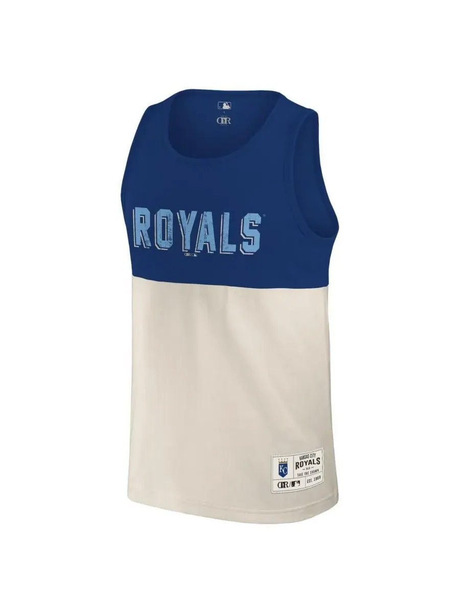 Fanatics Мужская майка Darius Rucker Collection с цветовыми блоками, цвет Royal/Cream, с символикой — изображение 2 из 3